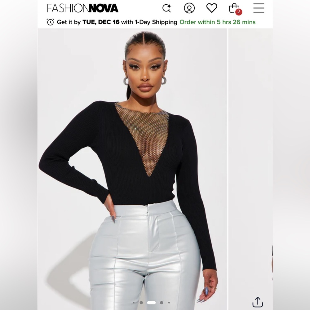 Fashion Nova Black Mesh Bodysuit